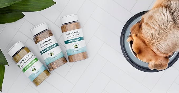 Omega-3 Krumble DHA for Pets in 70 Gram Shaker Top Jar. Pure Un-extracted Marine Micro-Algae Providing Pets Complete Whole Food derived Essential Fatty Acids for Total Body Support.