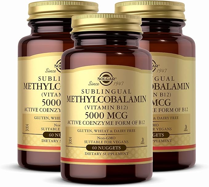 Solgar Methylcobalamin (Vitamin B12) 5000 mcg 60 Nuggets (Pack of 3) - Cherry Flavor - Supports Energy Metabolism - Body-Ready Active Form - Non-GMO Vegan Gluten Free - 180 Total Servings