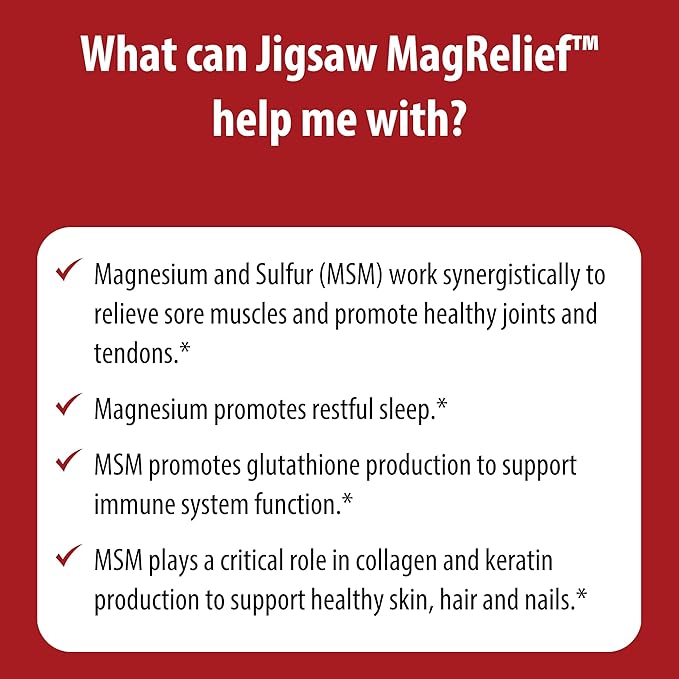 Jigsaw Health MagRelief | Ultra Pure Magnesium Lotion | with Zechstein Magnesium Chloride and OptiMSM | Fragrance Free | 5 Ounces