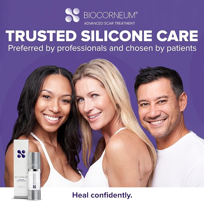 BIOCORNEUM SILISILK Silicone Gel – Advanced Silicone Scar Gel for Visible Scar &amp Skin Refinement – Fast-Drying Hydrating Formula – 100% Silicone Scar Gel for Surgical Scars – 1.06 fl oz (30g)