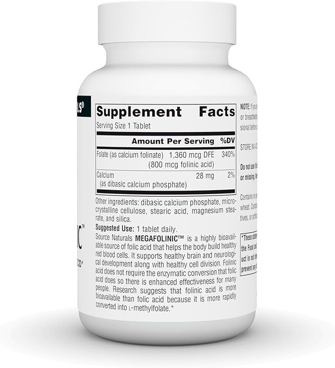 Source Naturals MegaFolinic Bioactive Form of Folic Acid* 800 mcg - 240 Tablets