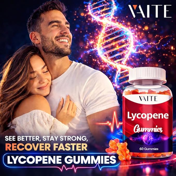 VAITE Lycopene Supplements for Men &amp Women 75mg Gummies - Antioxidant | General Wellness | Supports Skin &amp Vision | Daily Vitality | Plant-Based Sugar-Free 60 Vegan Gummy Chews Non-GMO Che
