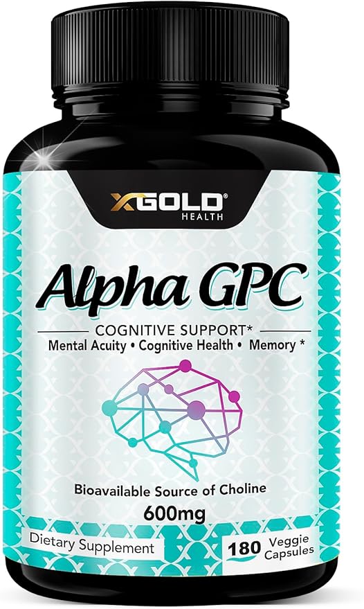 Alpha GPC Choline Supplement 600mg 99%+ Highly Purified Highly Bioavailable Source of Choline180 Veggie Capsules Cognitive Enhancer Nootropic Supports Memory &amp Brain Function Boosts Focus &a
