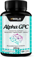 Alpha GPC Choline Supplement 600mg 99%+ Highly Purified Highly Bioavailable Source of Choline180 Veggie Capsules Cognitive Enhancer Nootropic Supports Memory &amp Brain Function Boosts Focus &a