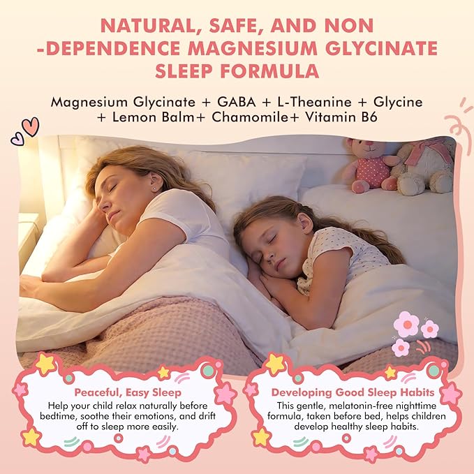 (2 Pack) Magnesium Glycinate Liquid Drops for Kids 4+ Magnesium Glycinate 100/200 mg for Sleep Relaxation and Calm Support 11 in 1 Natural Gentle Sleep Aid for Kids Sugar Free Strawberry Flavor