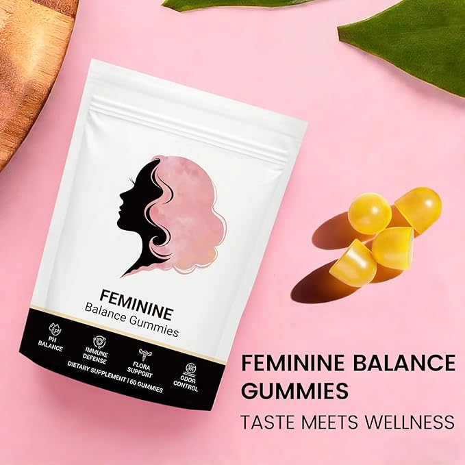 Feminine Balance Gummies for Women Premium Hawaiian Pineapple Gummies with Vitamin C – Supports Women pH Balance Healthy Odor Flora Immune &amp Vaginal Health – Vegan Gluten-Free 60 Count