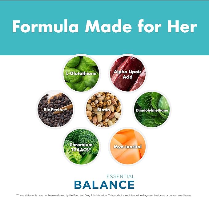 Essential Balance Hormonal Support and Vitamin Supplement for Women by Foxy Fit – Antioxidant Healthy Skin &amp Hair for Daily Use* (30 Servings)
