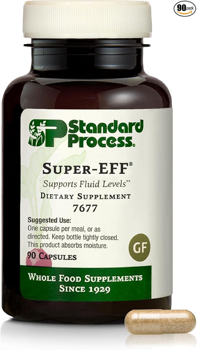 Standard Process Super-EFF - Fluid Level Dietary Supplement - Supports Healthy Energy Levels - Non-Dairy Non-Soy &amp Non-Grain - 90 Capsules (90 Servings)