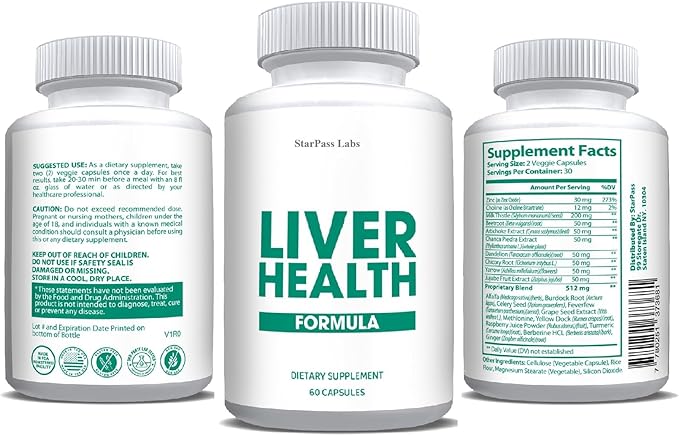 Pure Liver Health | Liver Detox &amp Cleansing Repair Formula with Natural Nutrients Vital to Liver 60 Veggie Caps