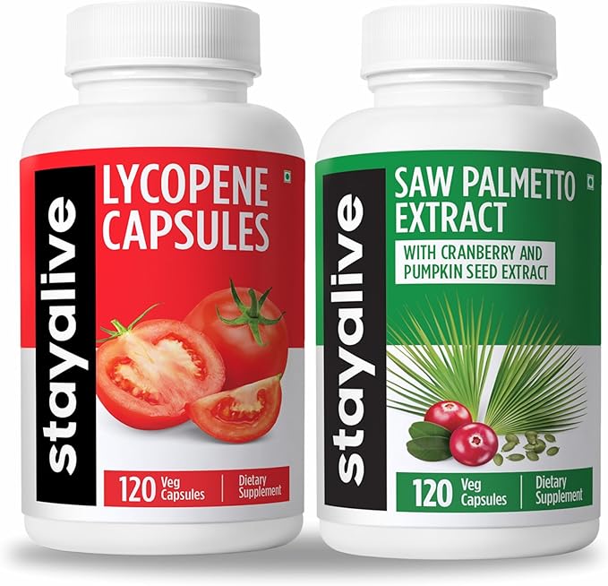 STAYALIVE Lycopene and Saw Palmetto Bundle with Cranberry and Pumpkin Seed Extract 240 Vegan Pills Non-GMO &amp Gluten Free Men's Health Supplement