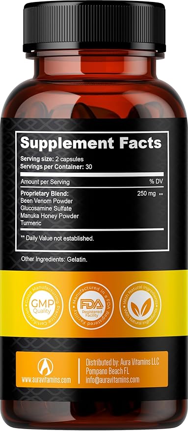 Bee Flex Joint Support Supplements - Glucosamine &amp Turmeric for Joint &amp Muscle Health Enhanced Mobility Flexibility and Comfort - Natural Cartilage Support Complex - 60 Capsules (1)