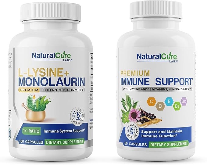Natural Cure Labs Bundle: Immune Support + L-Lysine with Monolaurin
