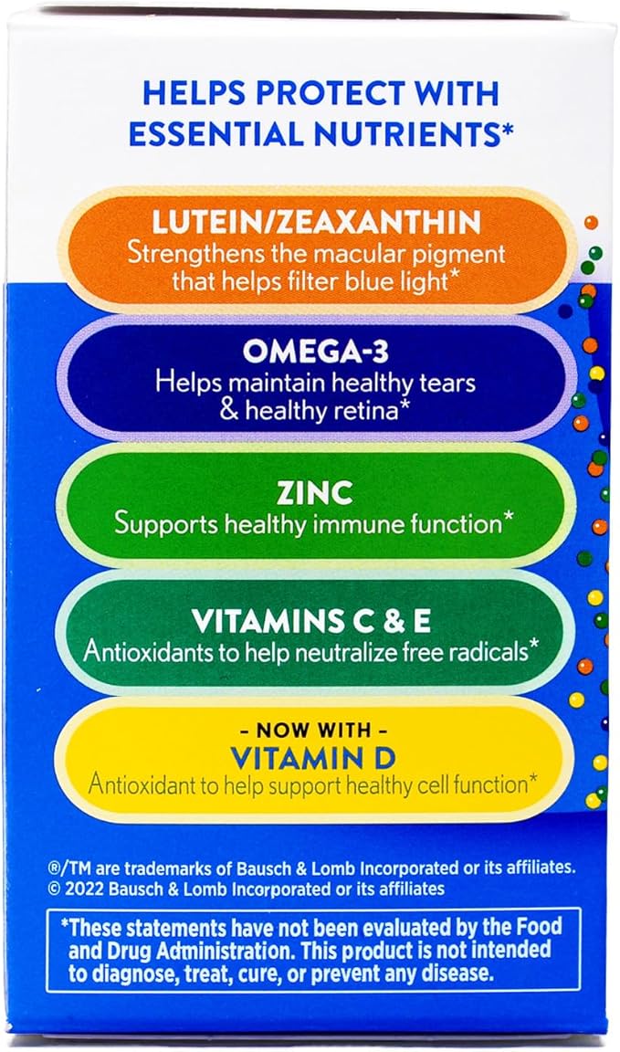 Ocuvite Eye Health Supplement with Vitamin D Mini Softgels 30 Count (Pack of 2)