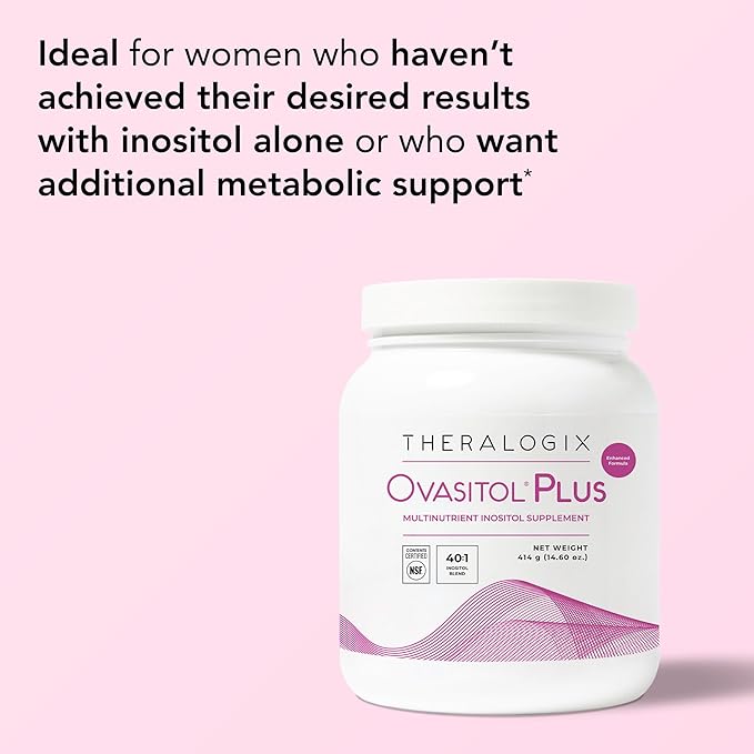 Theralogix Ovasitol Plus Canister Metabolic Health Supplement - Myo-Inositol &amp D-Chiro Inositol+Chromium Picolinate+Alpha-lactalbumin &amp Vitamin D