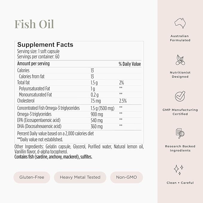 JSHealth High Strength Fish Oil. 900mg Omega-3 per Capsule with 540mg EPA and 360mg DHA. Wild-Caught Friend of the Sea Certified Vanilla Coated. No Fishy Aftertaste (60 Capsules)
