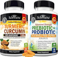 Turmeric Curcumin with Black Pepper Extract 1500mg Complex (1 Month Supply) Plus Advanced Strength Pre and Probiotics Supplement with Digestive Enzymes (1 Month Supply)