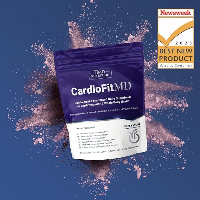 1MD Nutrition CardioFitMD - Vegan Beets Superfood Keto-Friendly - Nitric Oxide Supplement - Beet Root Powder - High Fiber Drink - 30 Days (Pack of 2)