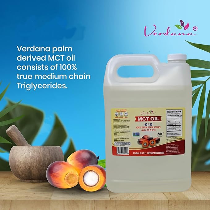 Verdana Food Grade MCT Oil – 1 Gallon (128 Fl Oz) – Premium C8/C10 Triglycerides – Keto &amp Paleo Friendly – Non-GMO Kosher – Trusted Brand for Energy Sports Nutrition Aromatherapy &amp Massage