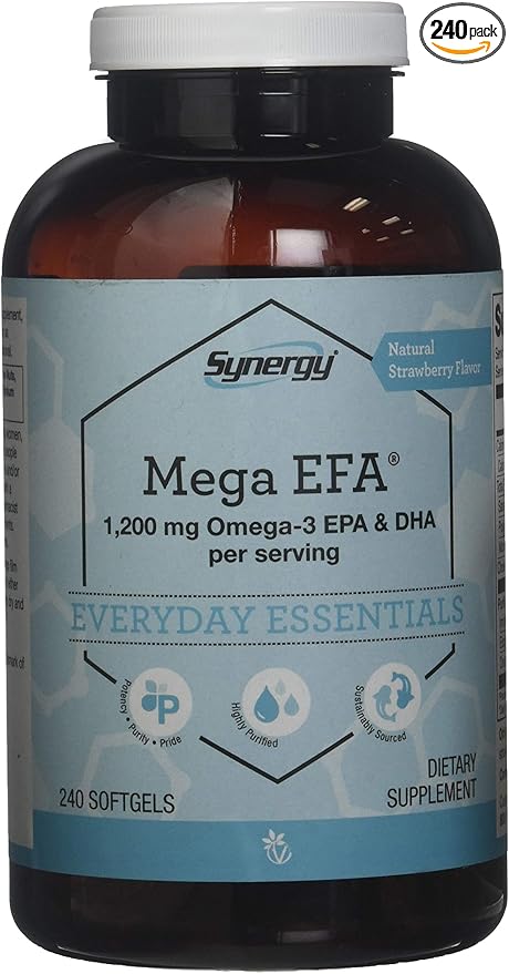 Vitacost Synergy Mega EFA® Mini Gels - 1200 mg per serving Omega 3 EPA &amp DHA Natural Strawberry -- 240 Softgels