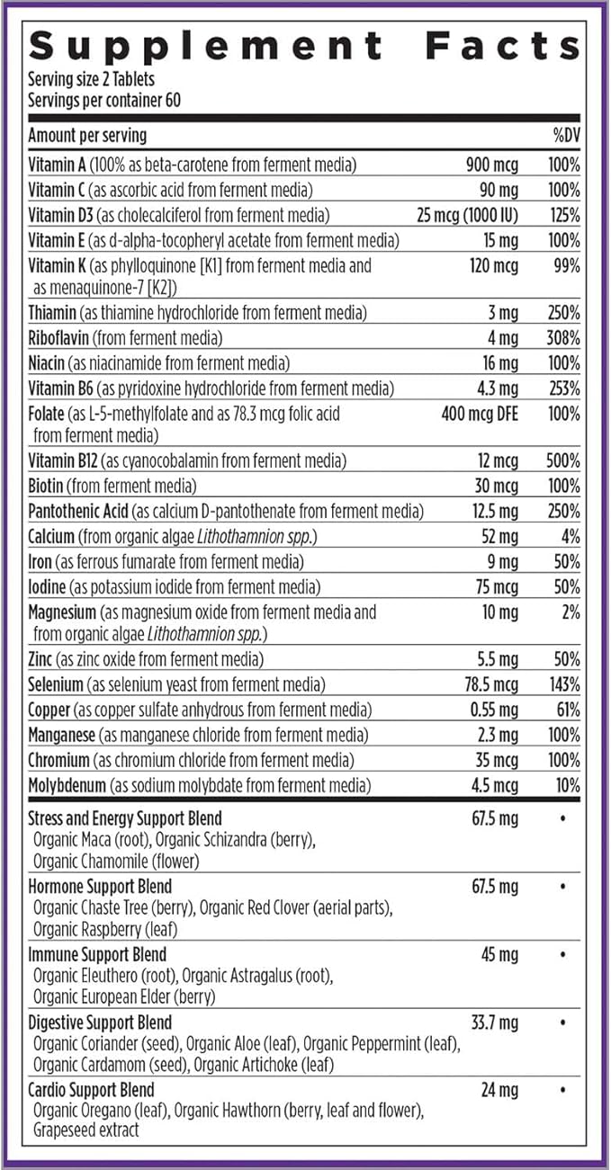 New Chapter Women's Multivitamin Advanced Formula for Stress Bone Immune Beauty &amp Energy Support Higher Levels of Whole-Food Fermented Essential Nutrients for Women + Iron + Vitamin D3 120 Co