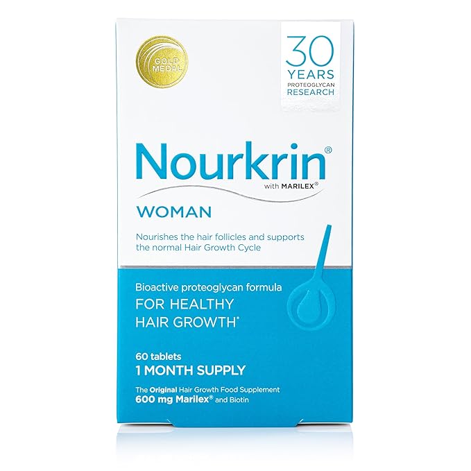 Nourkrin Woman for Healthy Hair Growth food supplement with Marilex biotin and silica 60 tablet pack (1 month supply)