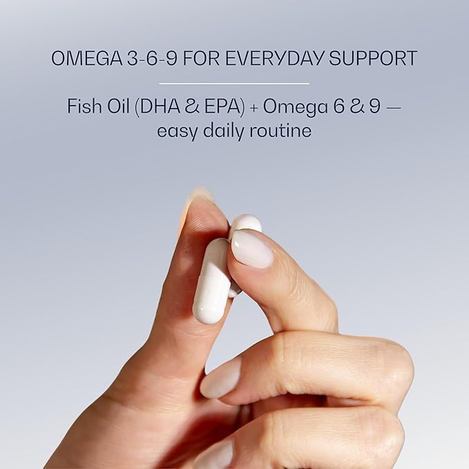 Omega 3-6-9 Capsules with Hydrolyzed Marine Collagen + Astaxanthin - Fish Oil with DHA &amp EPA - Unflavored No Fishy Aftertaste - 90 Capsules (500 mg)
