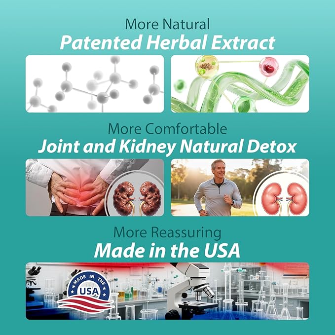 Natural Purge Uric Acid Flush Support Uric Acid Cleanse and Balance Joints and Mobility Tart Cherry Celery Seed and Eucommia Leaf Extract Feet and Joint Support Supplement 60 Capsules
