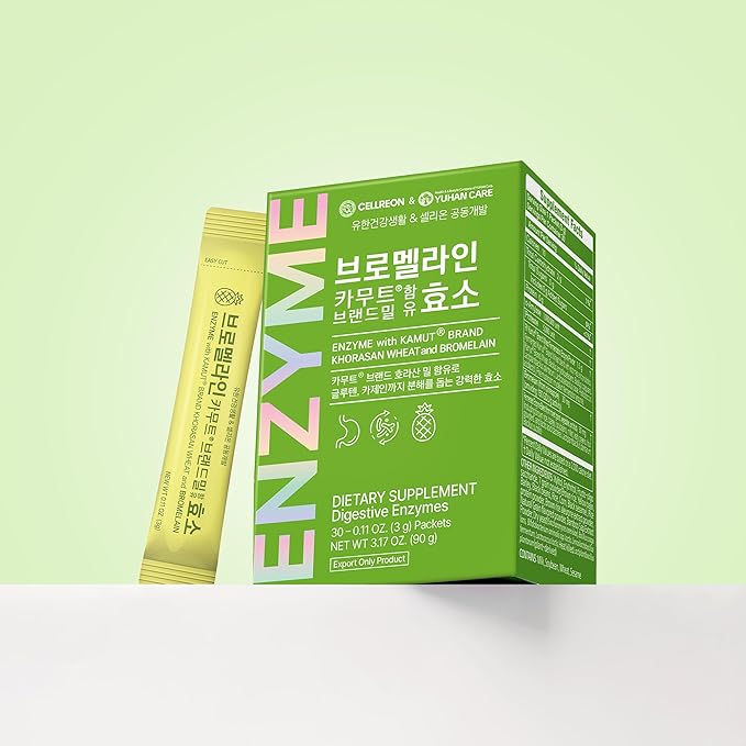 Digestive Enzymes with Kamut Khorasan Wheat &amp Bromelain Advanced Enzyme Blend for Gluten &amp Casein Digestion Bloating &amp Gas Relief Gut Health Support On-The-Go Stick Packs 3g x 30 Packe