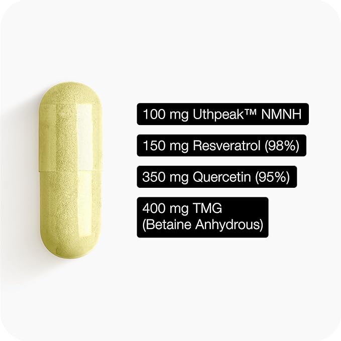 Toniiq NMNH Supplement – Ultra High Potency 1000mg Complex with Clinically Studied Uthpeak™ NMNH Resveratrol Quercetin &amp TMG – Highly Purified – Third-Party Lab Tested – 60 Capsules