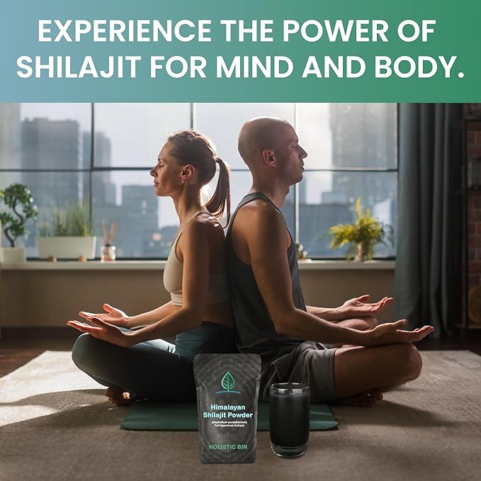 Holistic Bin Raw Himalayan Shilajit Powder - Shilajit Extract (Asphaltum Punjabianum) - No Fillers Rich in Fulvic Acid &amp Trace Minerals - Premium Supplement for Energy &amp Wellness - 25 Serving