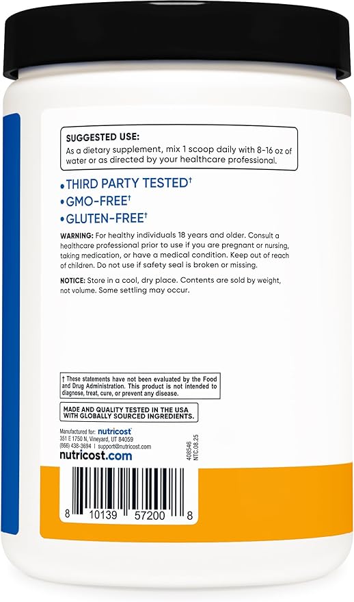 Nutricost BCAA + Hydration Powder (Peach Mango) 30 Servings - Branched Chain Amino Acids with Hydration Complex - Gluten-Free Non-GMO