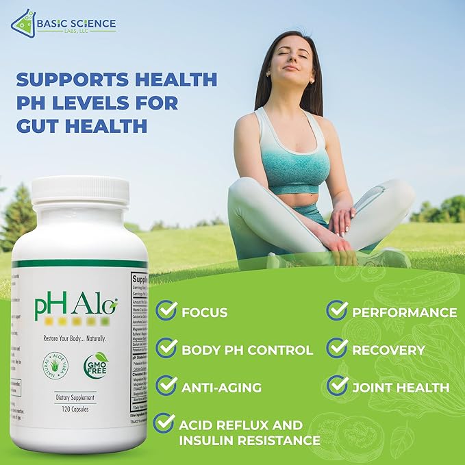 pHAlo pH Balance Supplement Pills - Magnesium Bicarbonates Capsules for Alkaline Balance - Natural Treatment for Focus pH Balance Gut Health Performance and Recovery