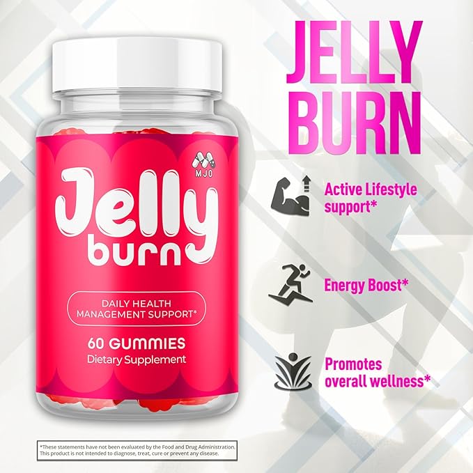 (5 Pack) Jelly Burn Gummies Official JellyBurn Gummys with Natural Ingredient Advanced Health &amp Wellness Vitamin Supplement Formula Max Strength Active Lifestyle Multivitamin Support (300 Gummi