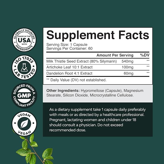 Bundle of Activated Charcoal Pills Detox &amp Cleanse - Purifying Coconut Capsules with 1200 mg Per Serving for Bloating Relief and Liver Support Milk Thistle Supplement for Liver Cleanse Detox &amp