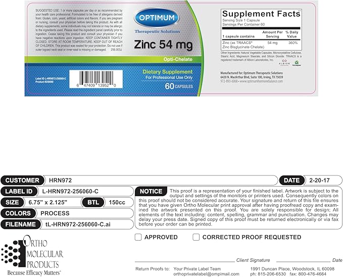 Zinc 54 mg (60 Capsules)