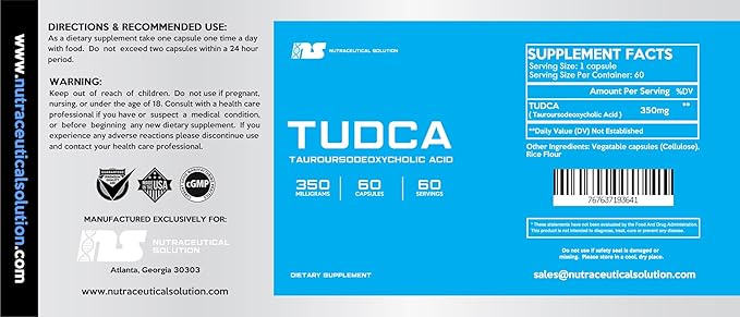 TUDCA | 350mg per Capsule x 60 Capsules | Nutraceutical Solution | Tauroursodeoxycholic Acid