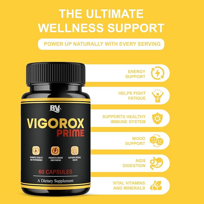 BLUE VIBE Vigorox Prime Maximum Strength Daily Overall Health Management Support Supplement Formula VigoroxPrime Premium Energy and Overall Support Supplement Pills (5 Pack - 300 Capsules)
