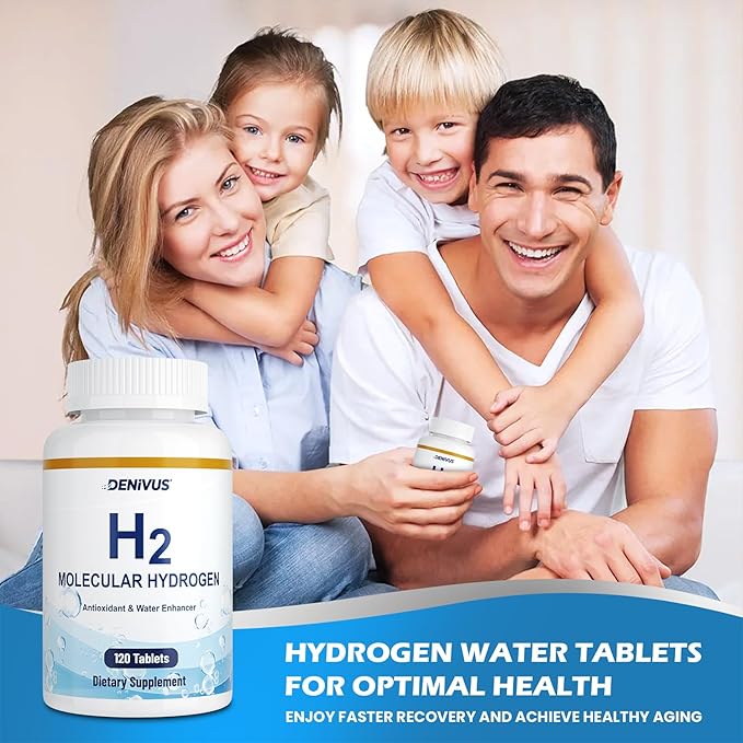 Hydrogen Water Tablets with Magnesium - 120 Tablets Fast-Dissolving H2 Molecular Hydrogen Supplements for Brain Health Cognitive Function Energy &amp Metabolism Support (2 Pack)