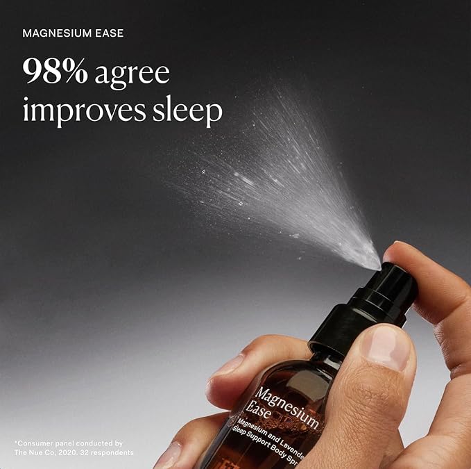 The Nue Co Magnesium Ease Skin Spray for Muscle Pain &amp Tension Relief with Lavender &amp Arnica Oil High Absorption Sports Recovery &amp Sleep Vegan Paraben-Free Non-Toxic 60ml