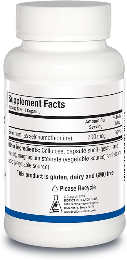 Biotics Research Selenomethionine – High Potency Selenium Thyroid Gland Function DNA Production Cognitive Health Potent Antioxidant. 90 Capsules