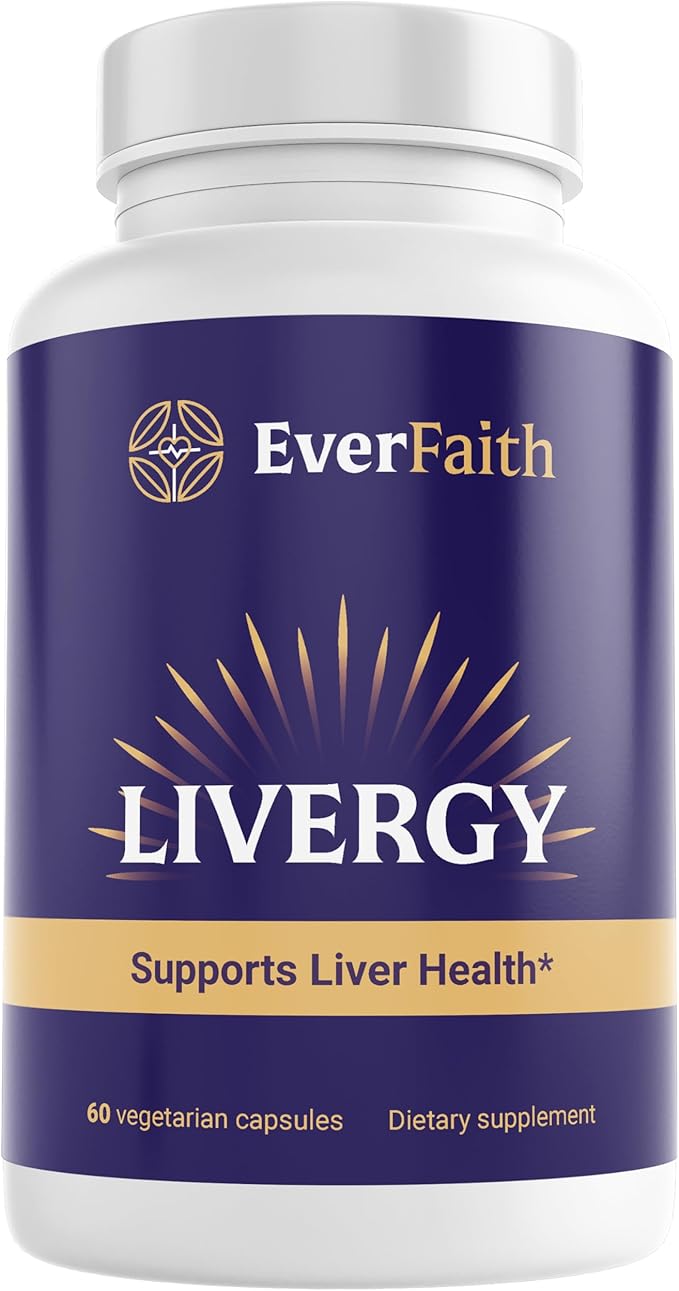 EVERFAITH Livergy - Liver Cleanse Detox &amp Repair - Liver Support &amp Health Supplement - with Milk Thistle Beet Root Extract Turmeric Dandelion &amp More - Vegetarian Gluten Free Non-GMO -