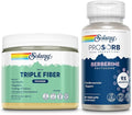 SOLARAY Triple Fiber Powder and ProSorb Berberine Phytosome - Unflavored Daily Fiber Supplement w/Prebiotics Regularity and Gut Health Support - 9X Absorption Berberine Supplement Vegan 30 Serv Ea