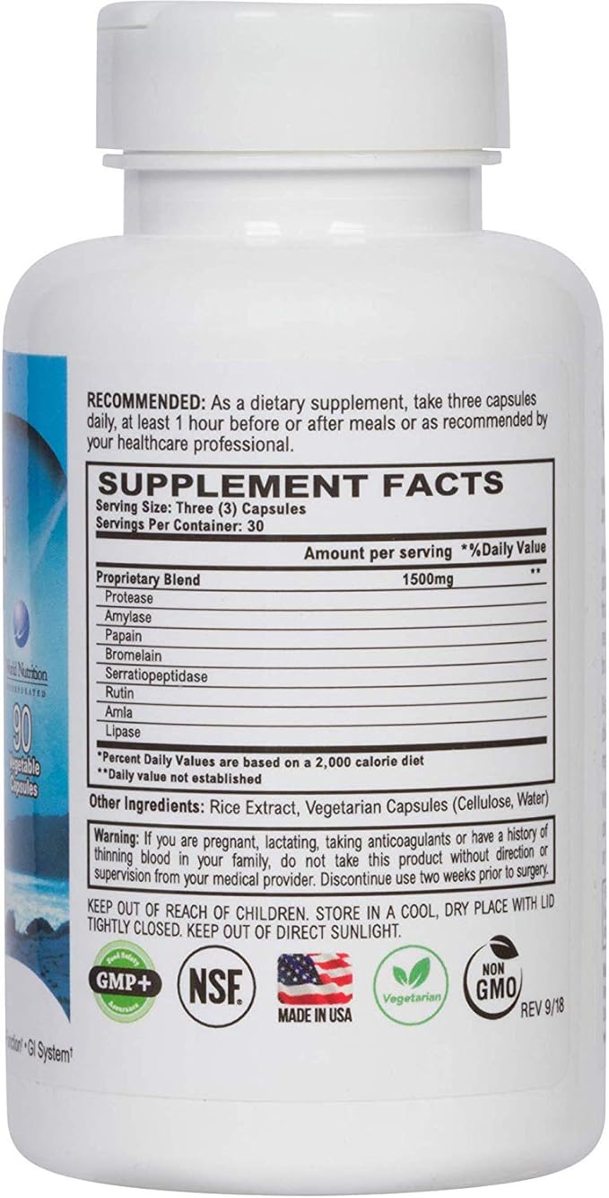 VITÄLZYM Digestive Enzymes for Gut Health | Proteolytic Systemic Multi Enzymes with Serrapeptase for Women and Men | Helps Increase Blood Flow and Maintain Digestive Health (90 Capsules)