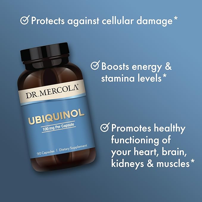 Dr. Mercola Ubiquinol - Supports Energy Cellular Health &amp Heart Health - 100 mg Ubiquinol - High-Absorption Formula - Non-GMO Gluten-Free &amp Soy-Free - 90 Capsules (90 Servings)