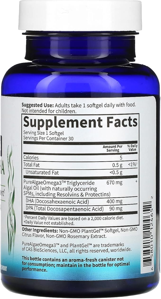Garden of Life Dr. Formulated Prenatal Vegan DHA - Certified Vegan Omega 3 Supplement with 400mg DHA + DPA from Algal Omega 3 in Triglyceride Form Non-GMO 30 Softgels