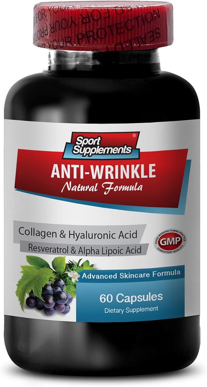 Resveratrol 250 - Anti-Wrinkle Pills - Anti aging skin care for women collagen anti wrinkle pills aloe vera juice for skin aloe vera capsules organic hauloronic acid vitamins 1 Bot 60 Capsules