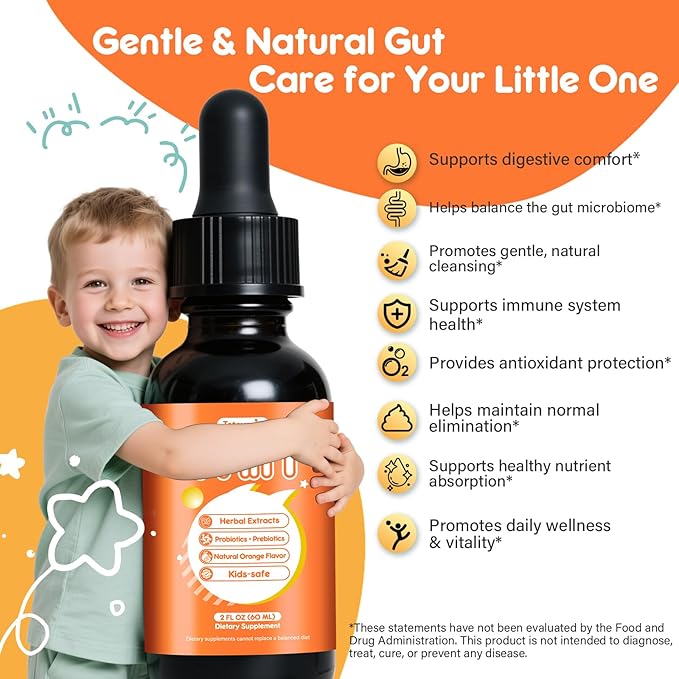 14 in 1 Herbal Gut Cleanse Drops – Natural Detox for Adults &amp Kids with Wormwood Black Walnut Chlorella 200mg &amp 10B Probiotics 150mg – Digestive Health Supplement Alcohol-Free 2oz