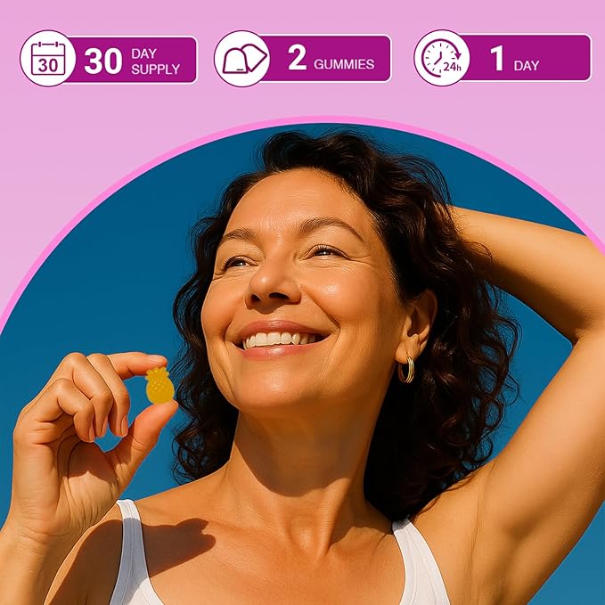 Her Juicy Feminine Probiotics Gummies with Slippery Elm Tropical Pineapple Flavor | Supports ph Balance for Women Digestive &amp Immune Health | 60 Gummies (1 Pack)