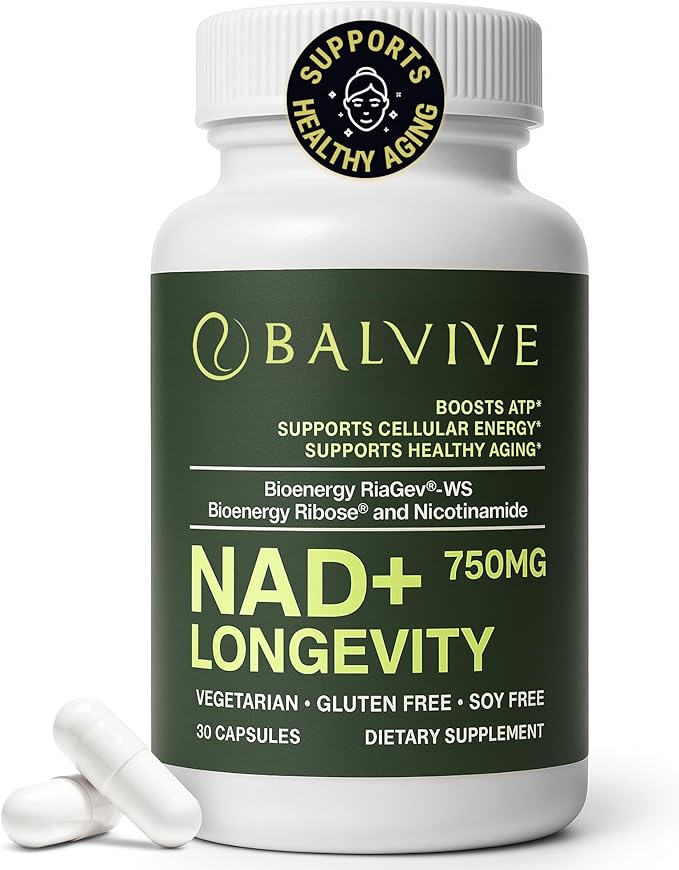 NAD+ Longevity Booster Supplement - Bioenergy Ribose &amp Nicotinamide for Energy Focus &amp Cellular Support - High Bioavailability Complex for Men &amp Women - Natural Ingredients - 30 Capsules
