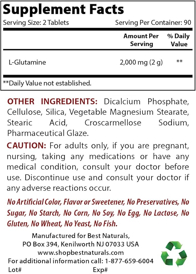 Best Naturals L-Glutamine 1000mg &amp L-Arginine 1000 mg